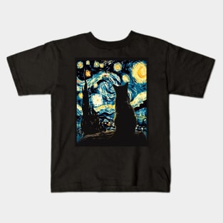 Cat Starry Night Glow Kids T-Shirt